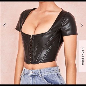 Leather Cap sleeve crop top